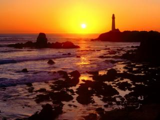 Obrazek: Golden Sunset over Pigeon Point, San Mateo County, California