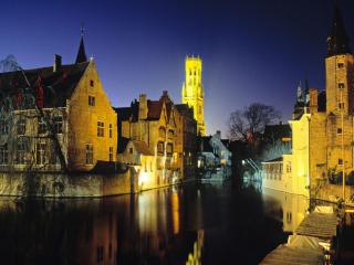 Obrazek: Millpond and Belfry, Bruges, Belgium