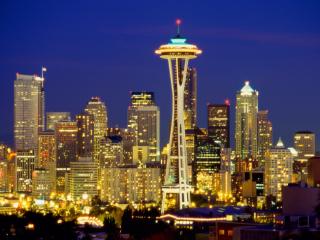 Obrazek: Seattle Skyline at Night, Washington