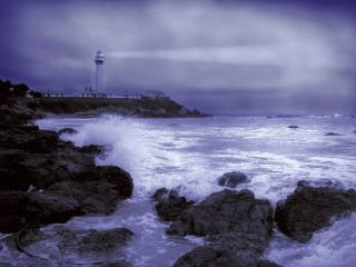 Obrazek: Stormy Weather, Pigeon Point Light Station, California