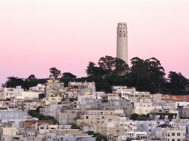 Coit Tower and Telegraph Hill at Twilight, San Francisco, California