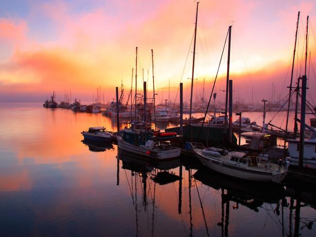 Juneau Boat Harbor at Sunset, Alaska