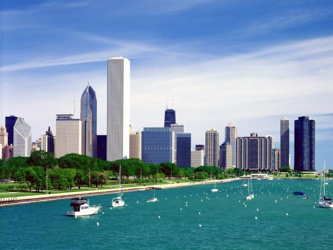 Lake Michigan and the Chicago Skyline, Illinois
