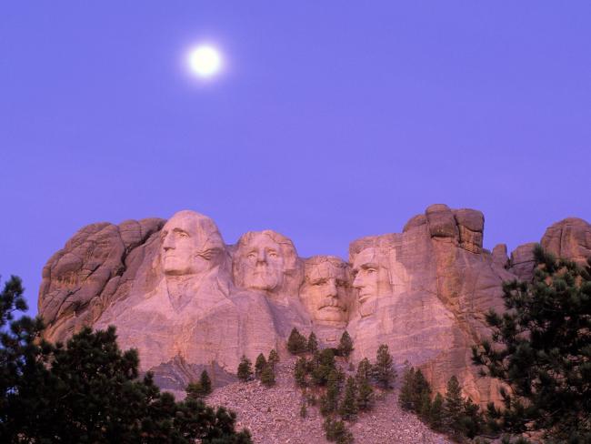 Moon Over Mount Rushmore, South Dakota