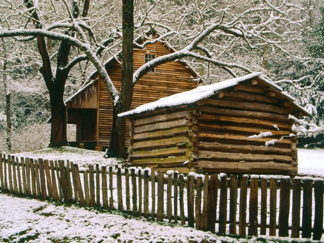 Tipton Cabin in Winter, Great Smoky Mountains National Park, Tennessee
