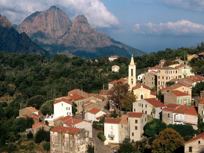 View of Evisa, Corsica Island, France