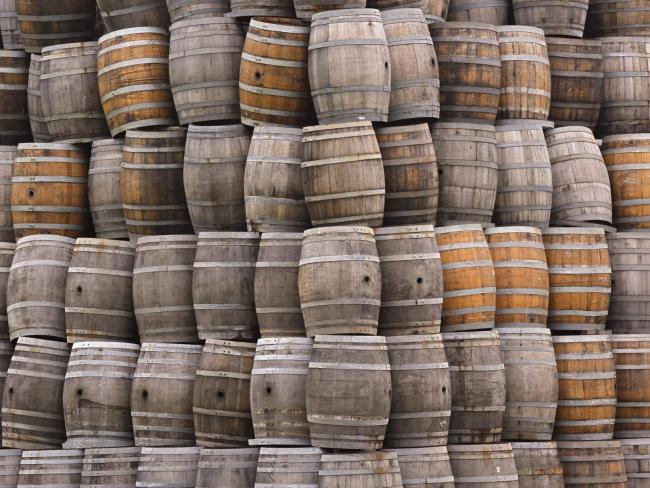 Stacked Wine Barrels, Napa Valley, California